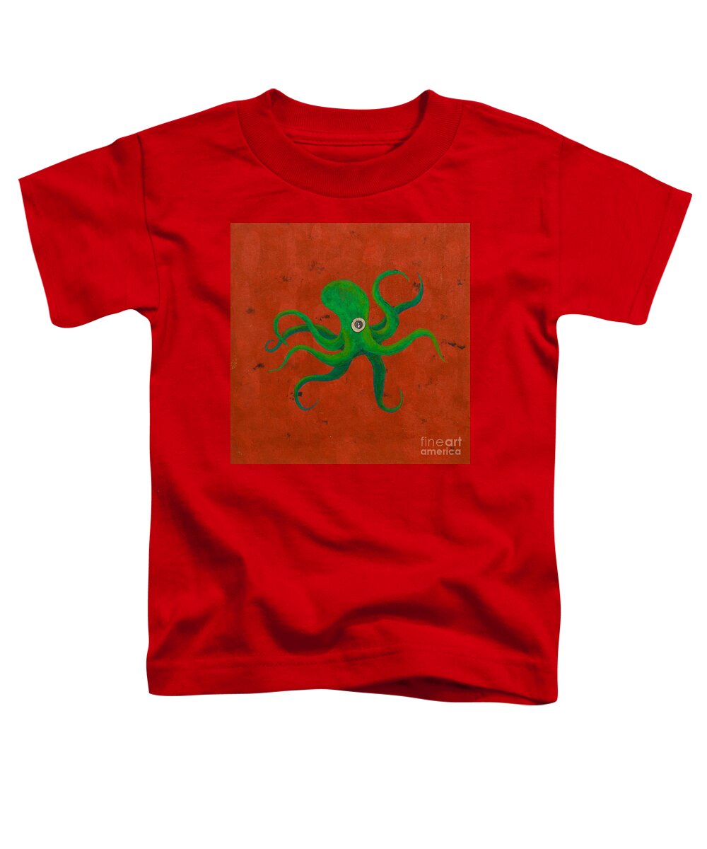  Toddler T-Shirt featuring the painting Cycloptopus red by Stefanie Forck