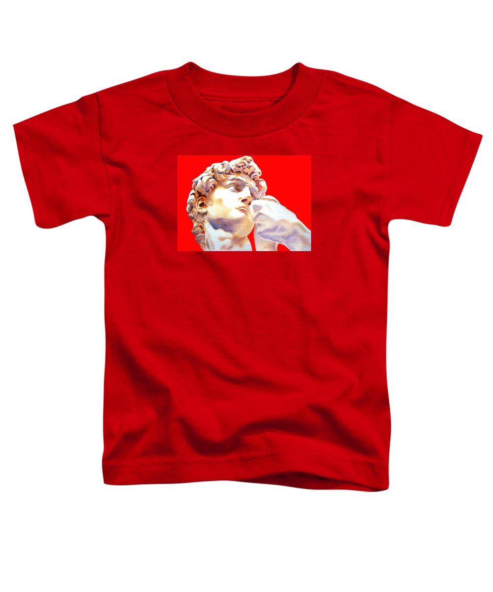 David Toddler T-Shirt featuring the painting T H E . D A V I D . Michelangelo IN RED by J U A N - O A X A C A