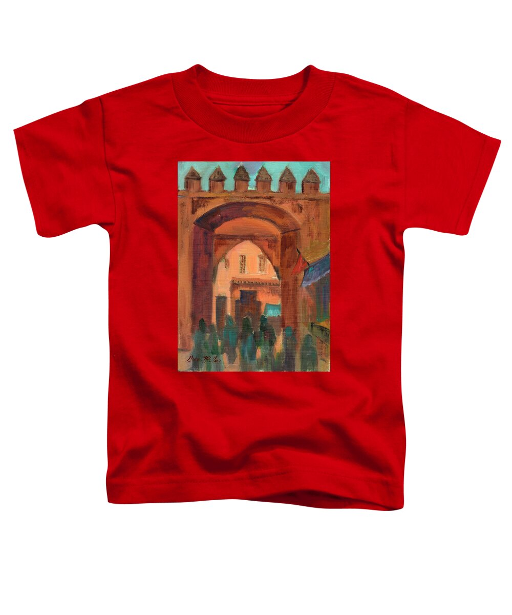 Fez Toddler T-Shirt featuring the painting Fez Town Scene by Diane McClary