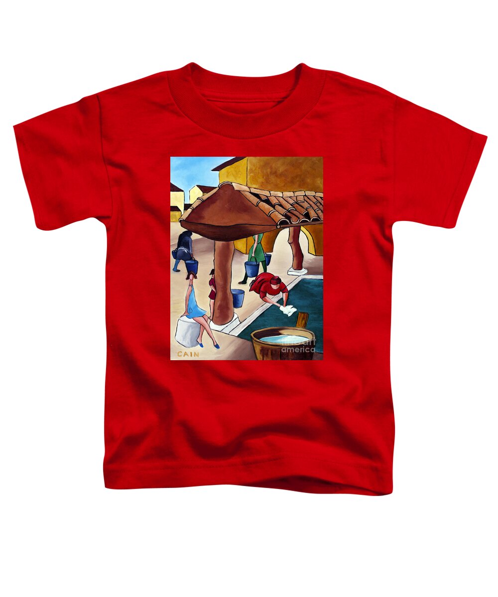 Flower Girl Toddler T-Shirt featuring the painting Flower Girl And Tile Roof by William Cain