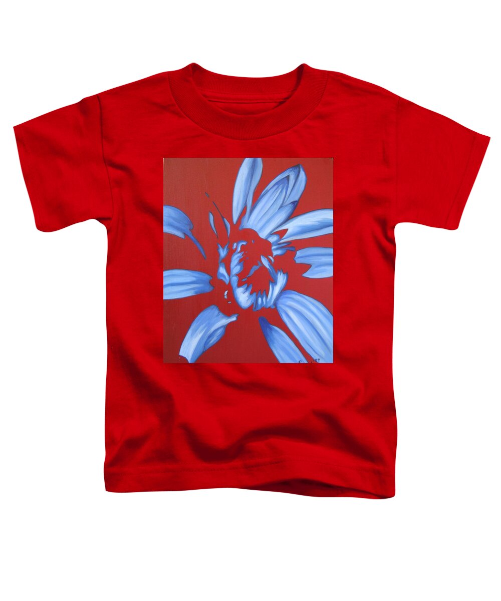 Fraction Toddler T-Shirt featuring the painting Fractional flower in blue by Sunel De Lange