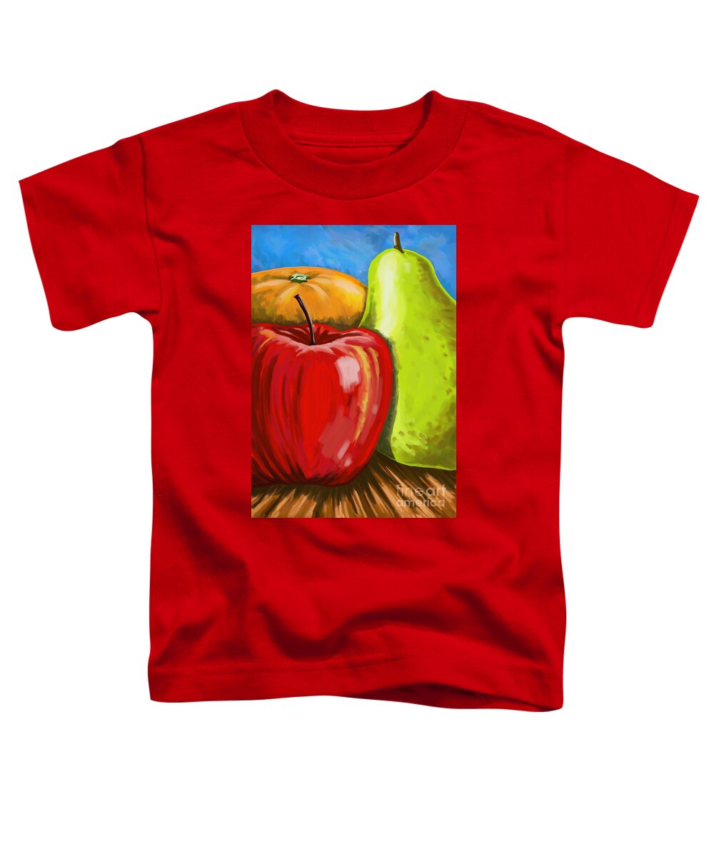 Fruit Toddler T-Shirt featuring the painting Fruit-apple-pear-orange by Tim Gilliland