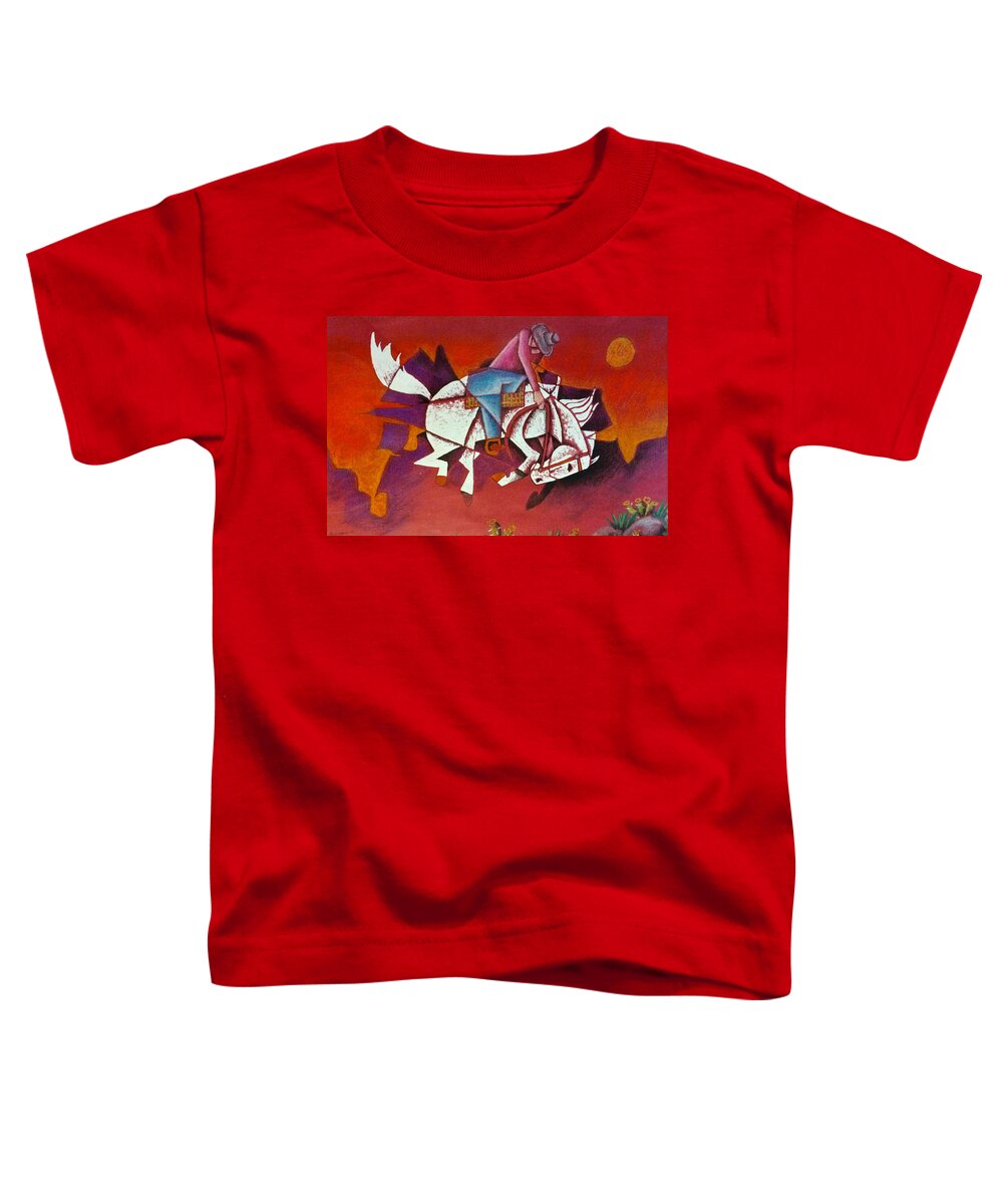 Art Toddler T-Shirt featuring the mixed media Moonlight Ride by Bern Miller