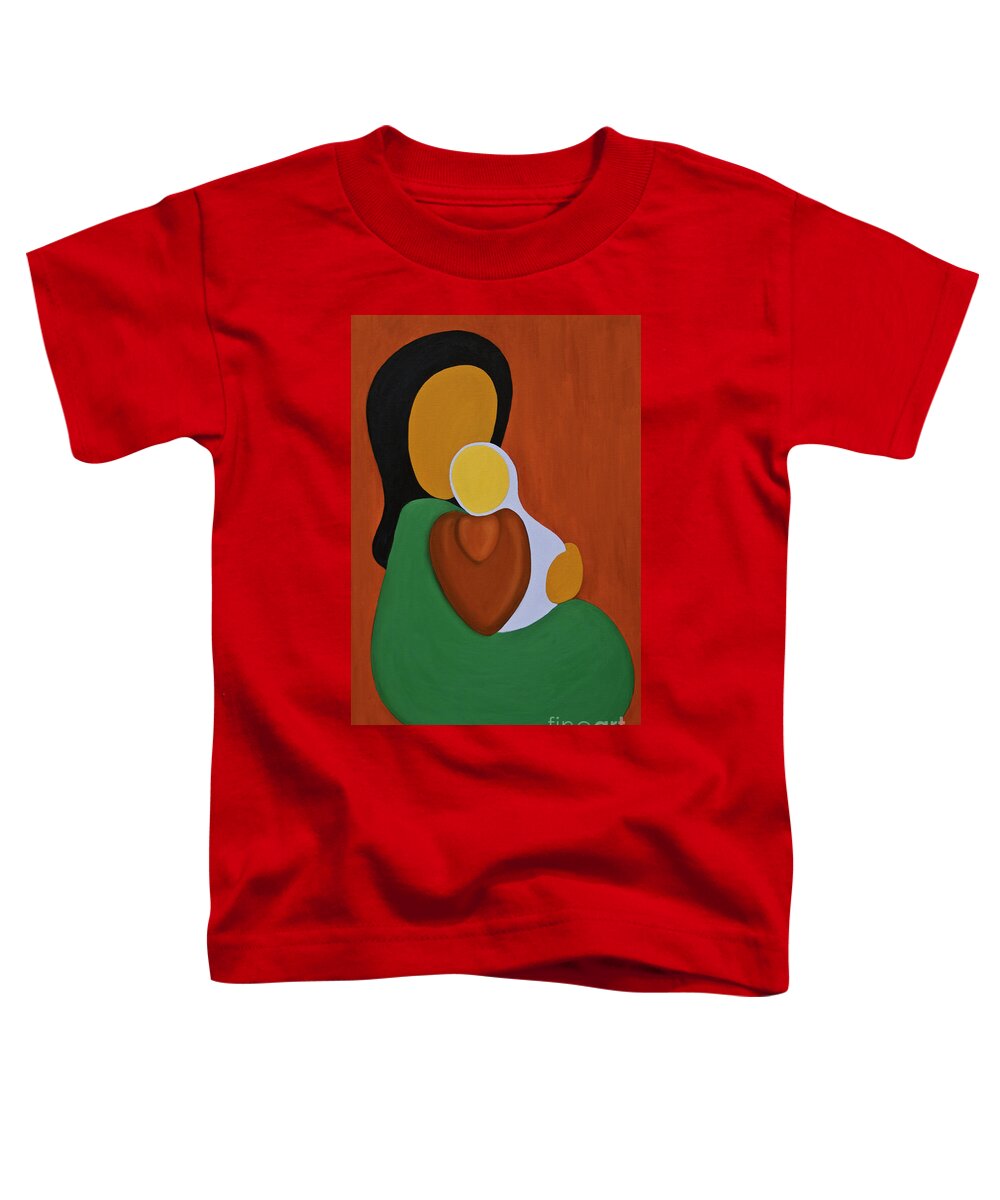 Mother Toddler T-Shirt featuring the painting Mother And Son by James Lavott