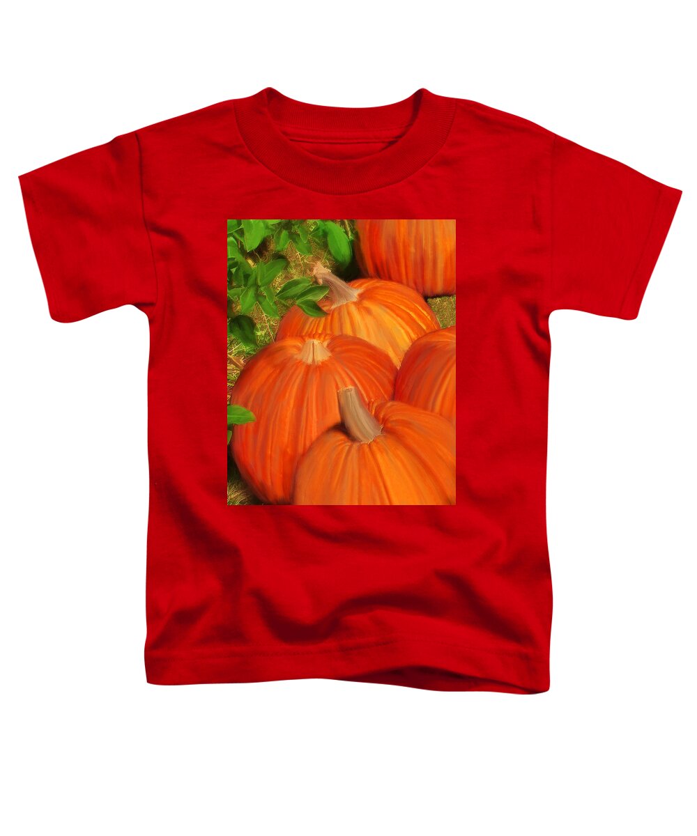 Harvest Toddler T-Shirt featuring the painting Pumpkins Pumpkins Everywhere by Deborah Boyd