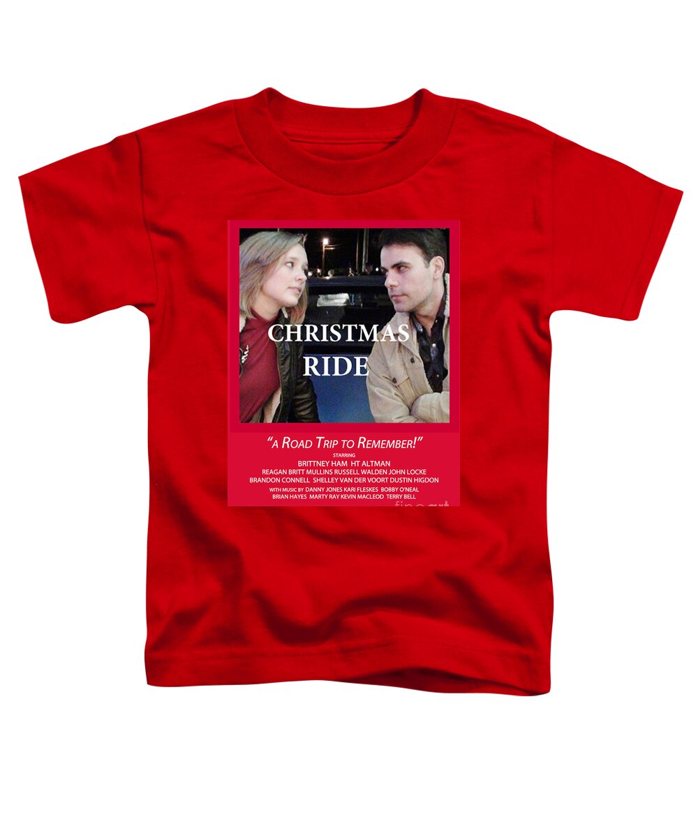 Movie Posters Toddler T-Shirt featuring the digital art Red Christmas Ride Poster by Karen Francis