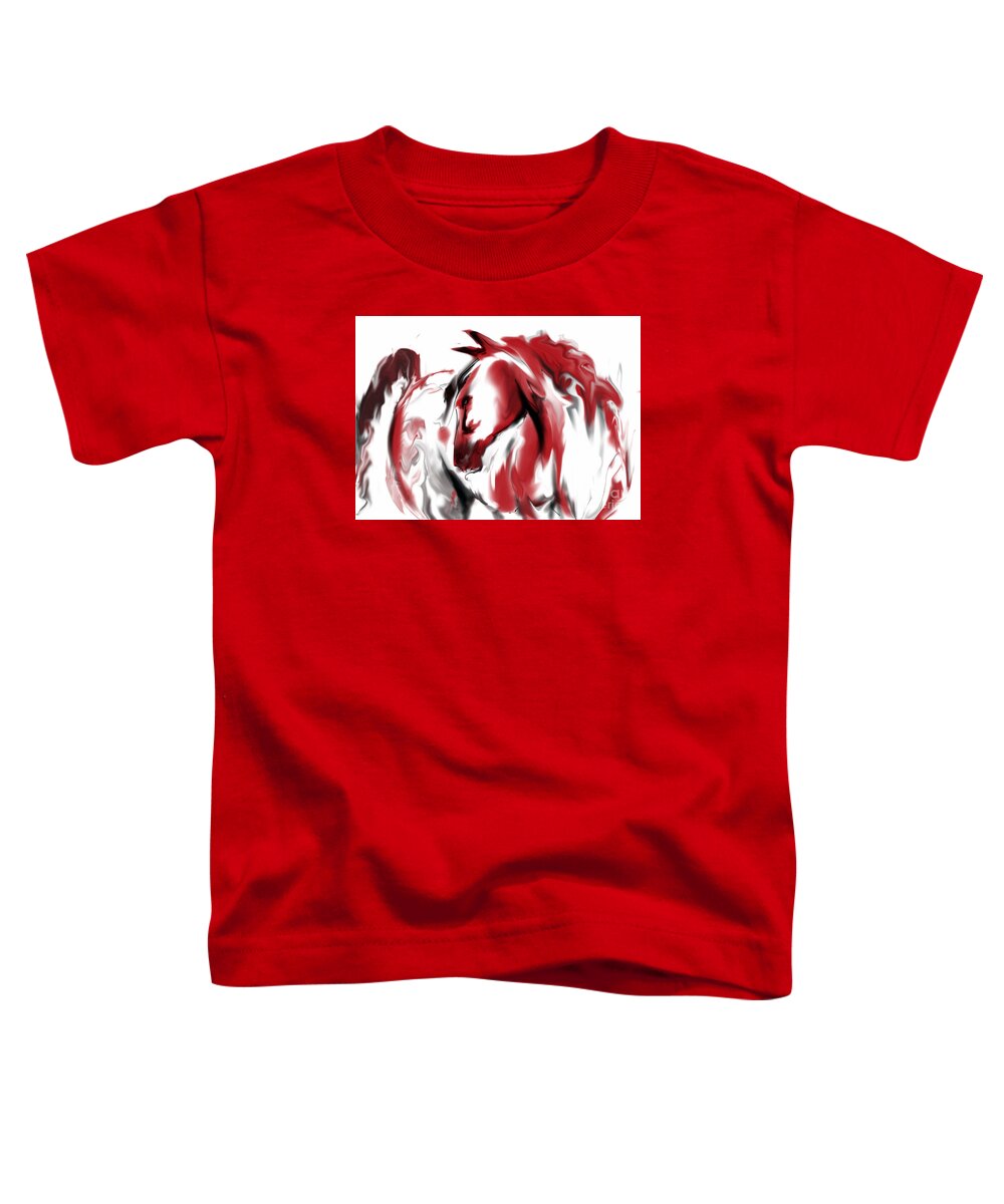 Horse Toddler T-Shirt featuring the digital art Red Horse by Jim Fronapfel