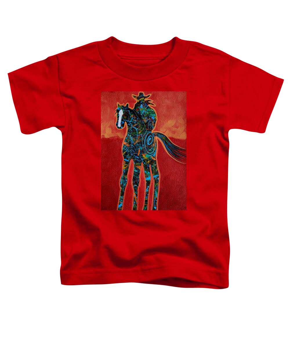 Minimal Western Toddler T-Shirt featuring the painting Red With Rope by Lance Headlee