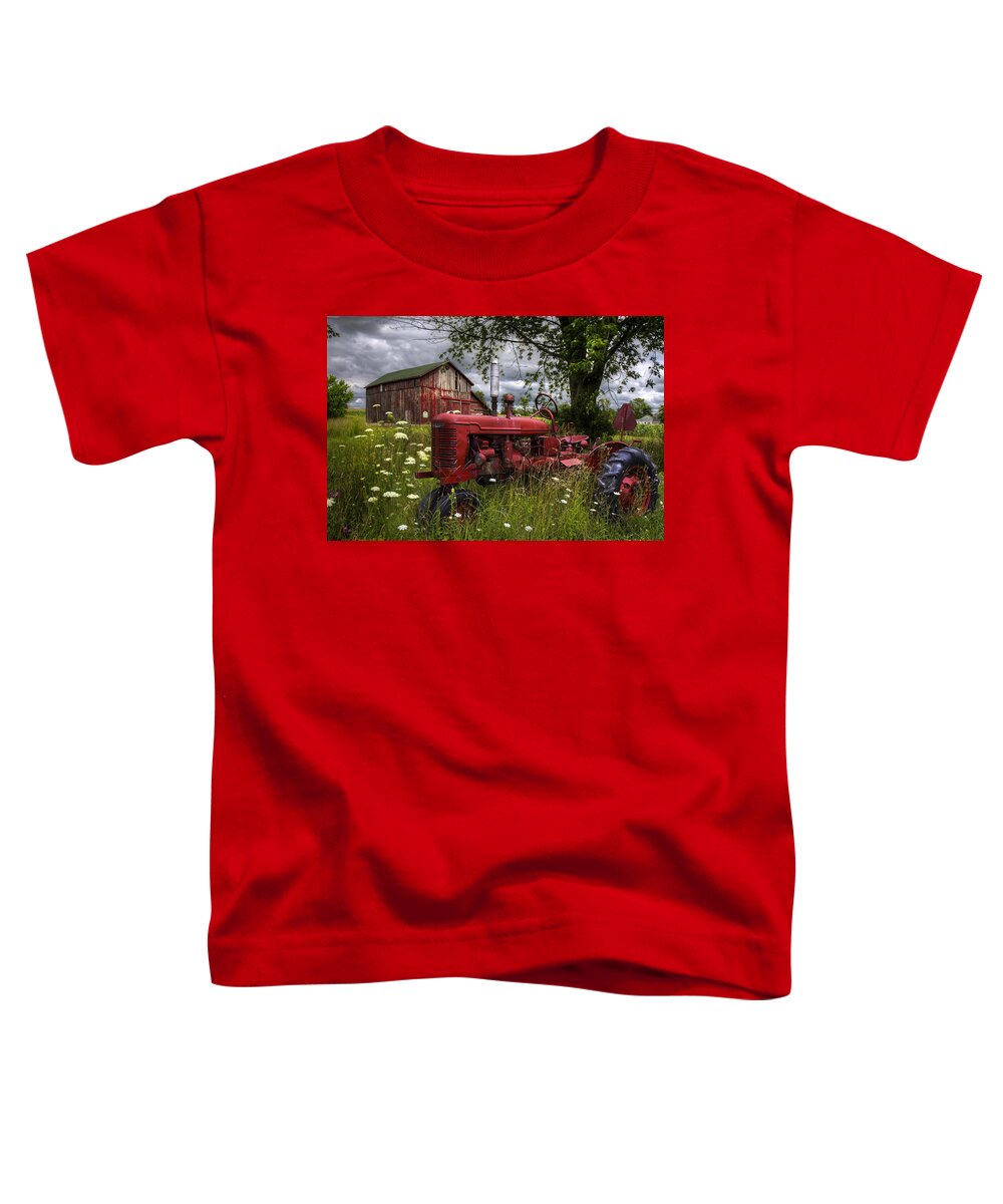 Tractor Toddler T-Shirt featuring the photograph Reds in the Pasture by Debra and Dave Vanderlaan