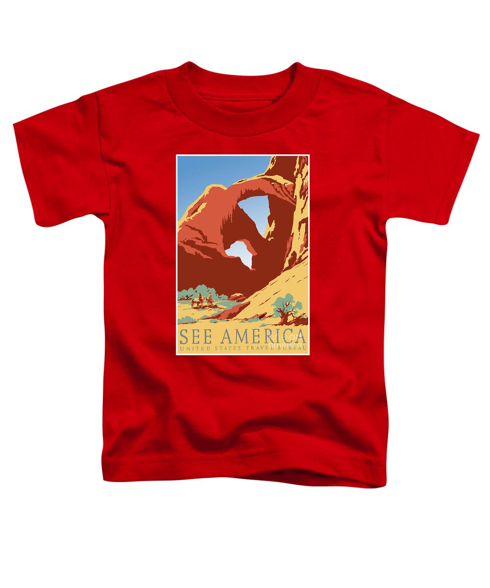 See America Toddler T-Shirt featuring the drawing See America Vintage Travel Poster by Jon Neidert