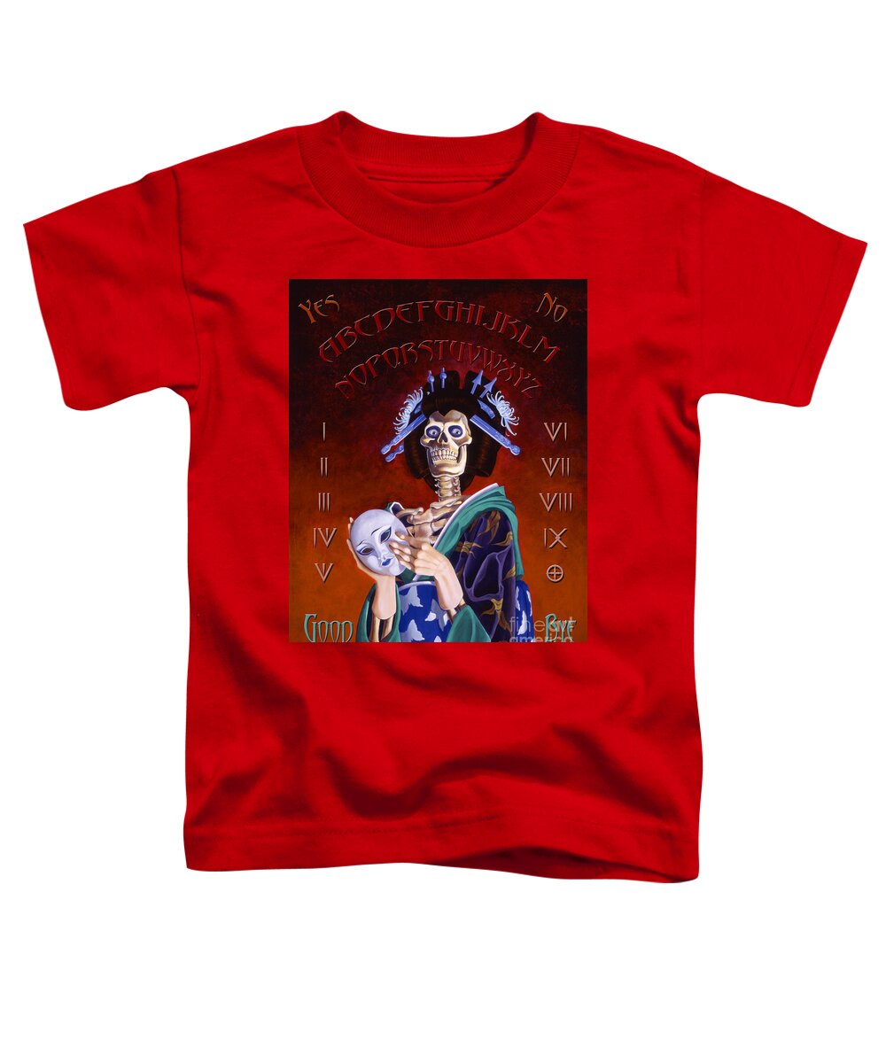 Paranormal Toddler T-Shirt featuring the painting Skeleton Geisha Ouija Board by Melissa A Benson