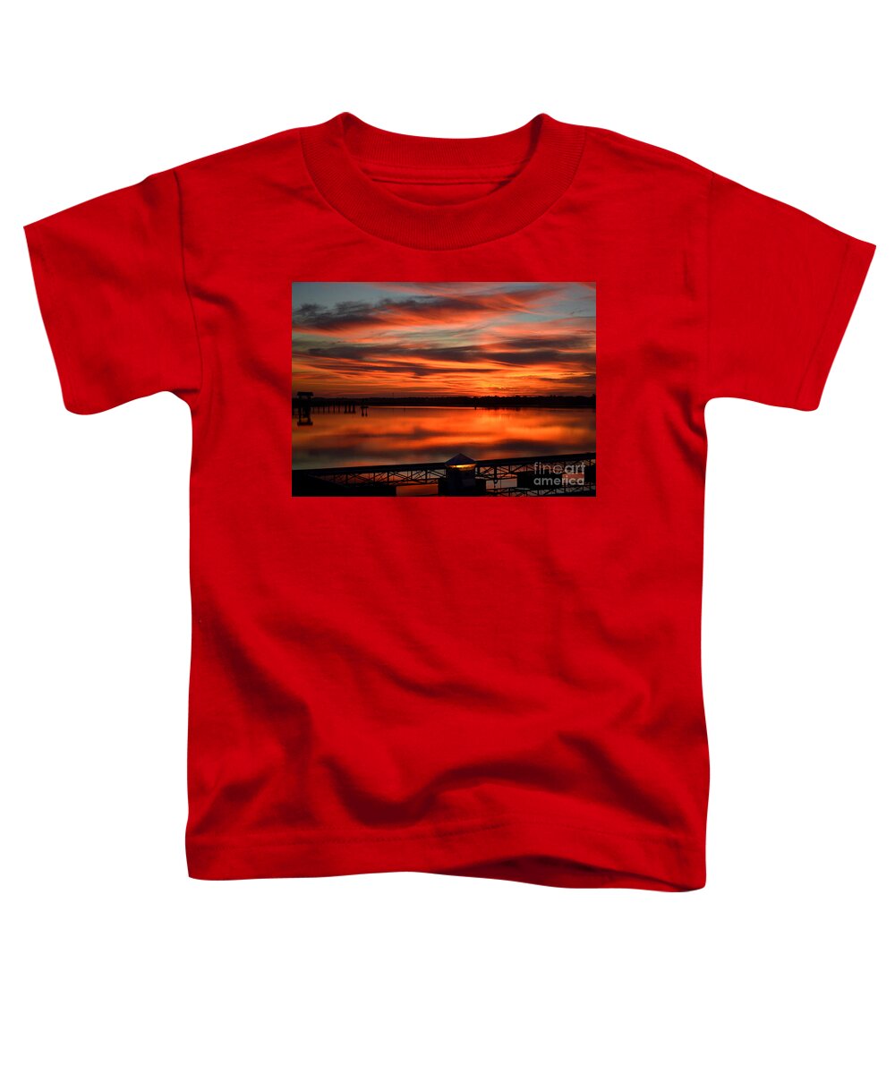 Scenic Toddler T-Shirt featuring the photograph Sunset At Marlin Quay Marina by Kathy Baccari