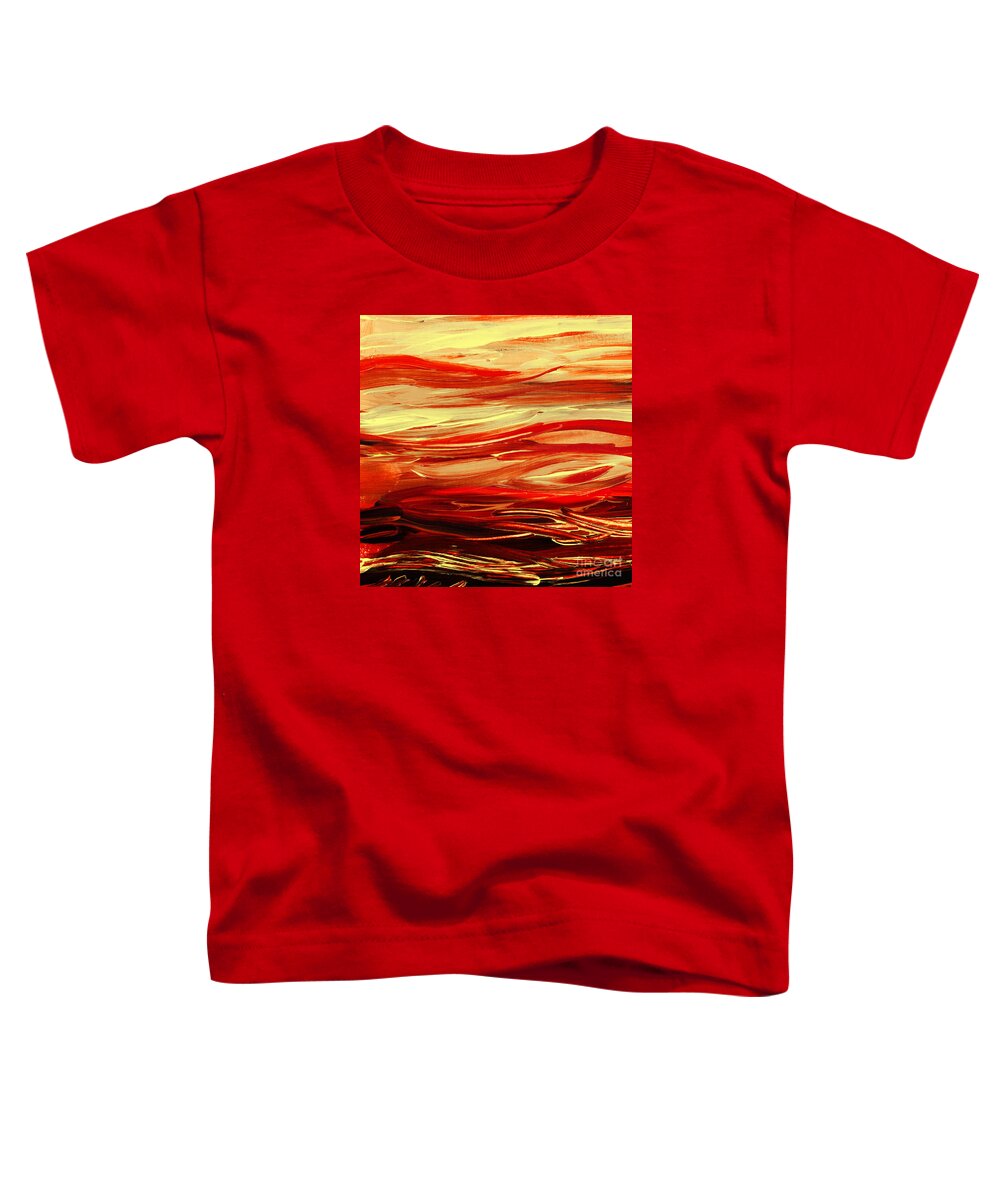 Red Toddler T-Shirt featuring the painting Sunset At The Red River Abstract by Irina Sztukowski