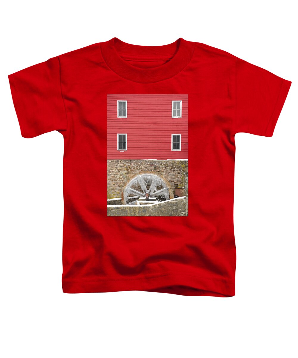Mill Toddler T-Shirt featuring the photograph The Frozen Wheel by Mark Rogers