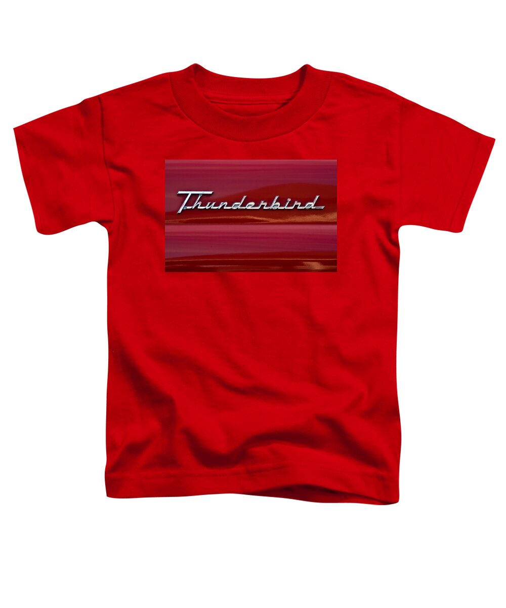1955 Ford Thunderbird Toddler T-Shirt featuring the photograph 1955 Ford Thunderbird Rear Tail Emblem by Onyonet Photo studios