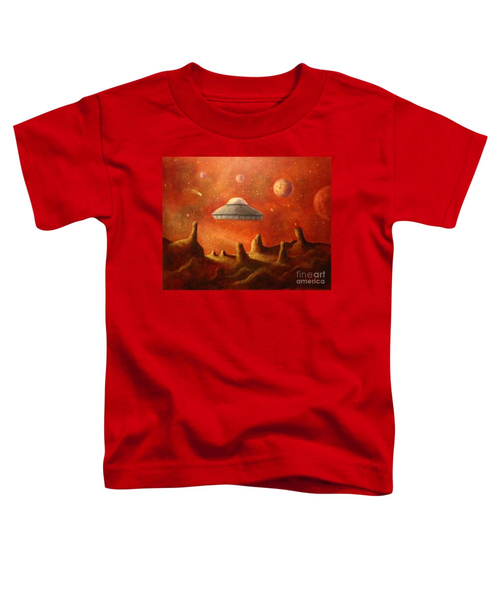 Ufos Toddler T-Shirt featuring the painting Mysterious Planet by Rand Burns