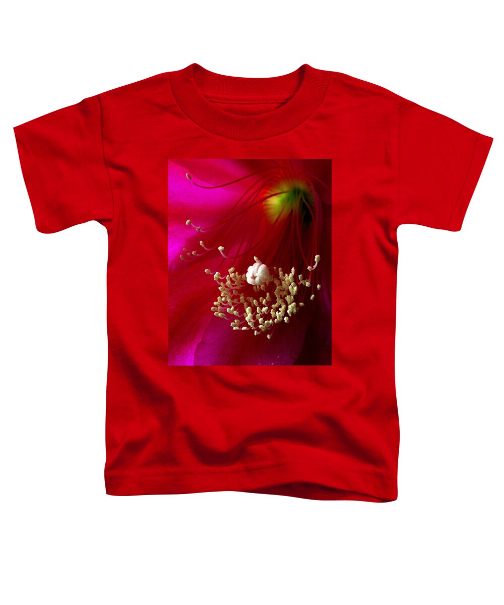Light Toddler T-Shirt featuring the photograph Cactus Flower Interior by Nancy Griswold