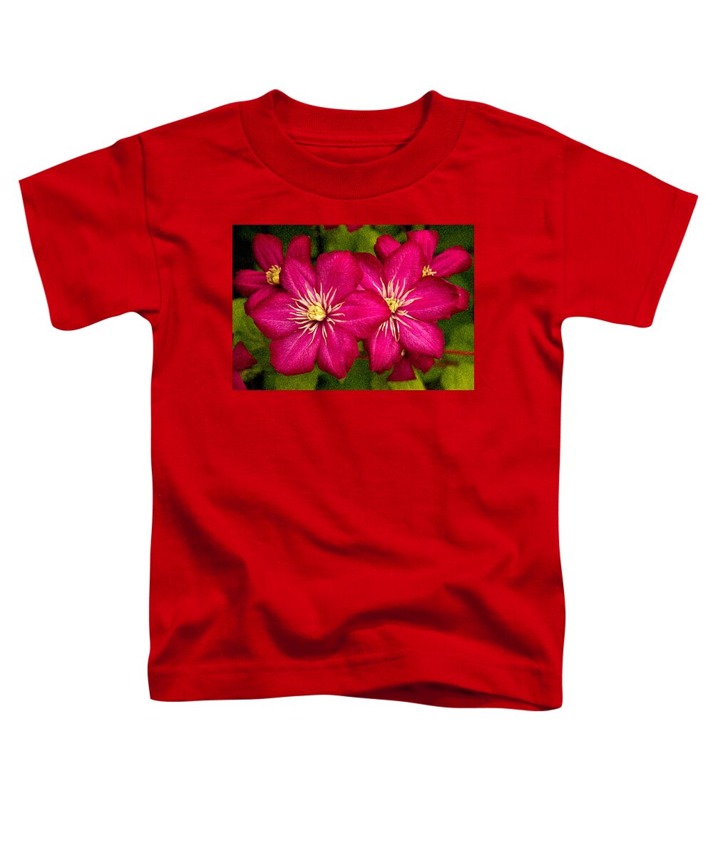 Red Toddler T-Shirt featuring the photograph Clematis painting by Jean Noren