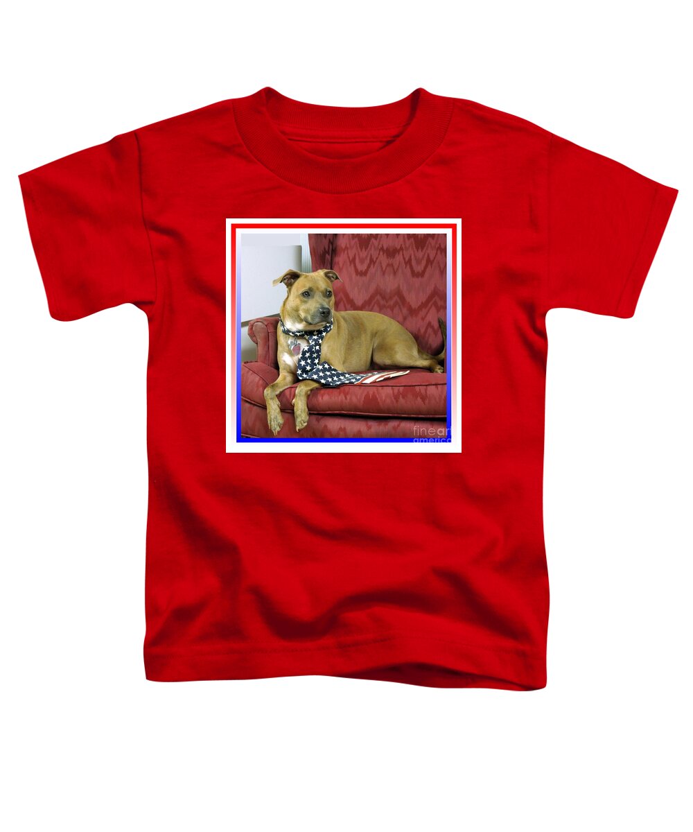 Dog Toddler T-Shirt featuring the photograph Patriotic by Renee Trenholm