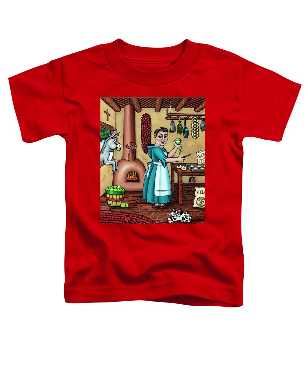 Hispanic Art Toddler T-Shirt featuring the painting Burritos In The Kitchen by Victoria De Almeida