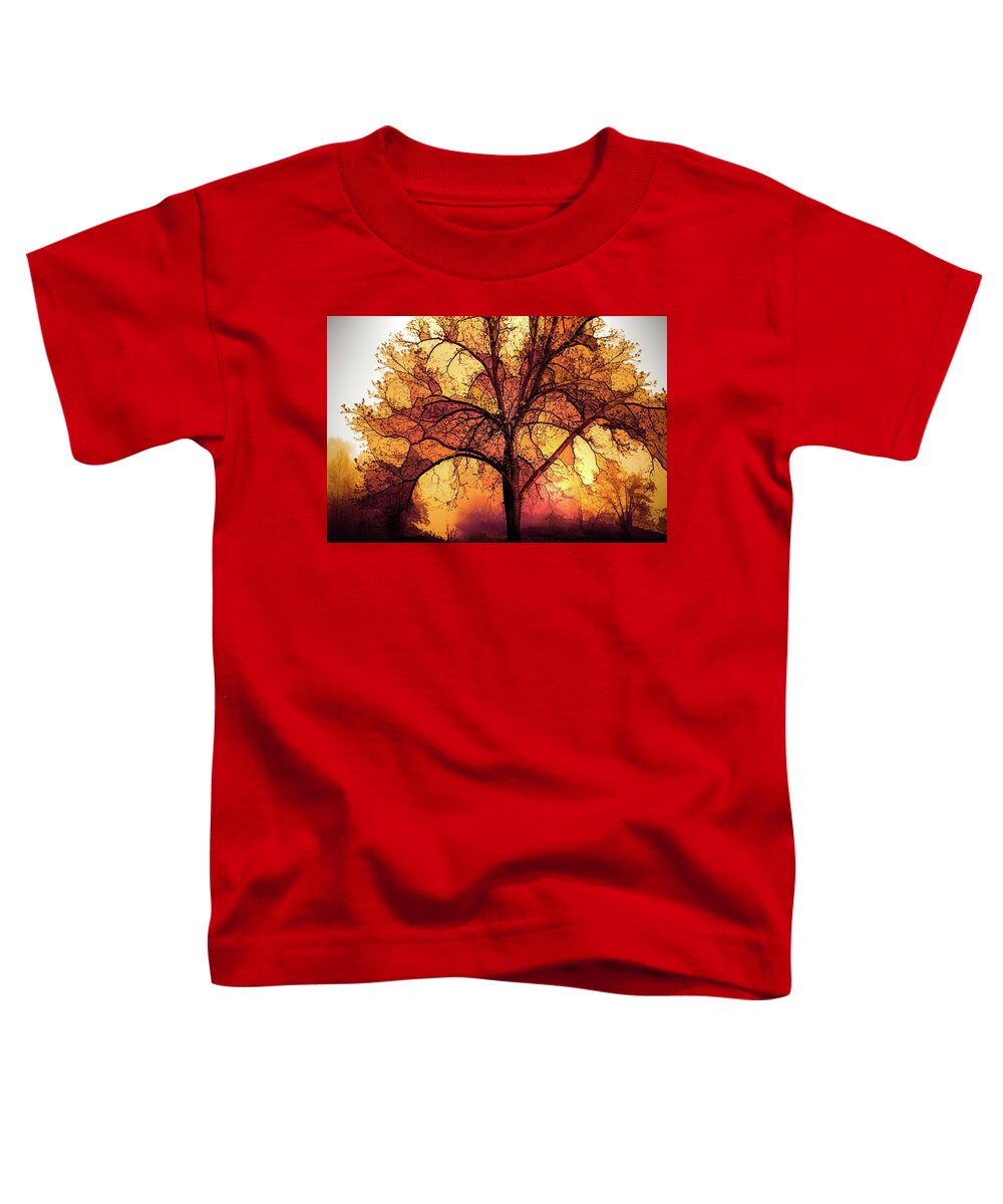 Appalachia Toddler T-Shirt featuring the photograph Fire in the Trees #1 by Debra and Dave Vanderlaan
