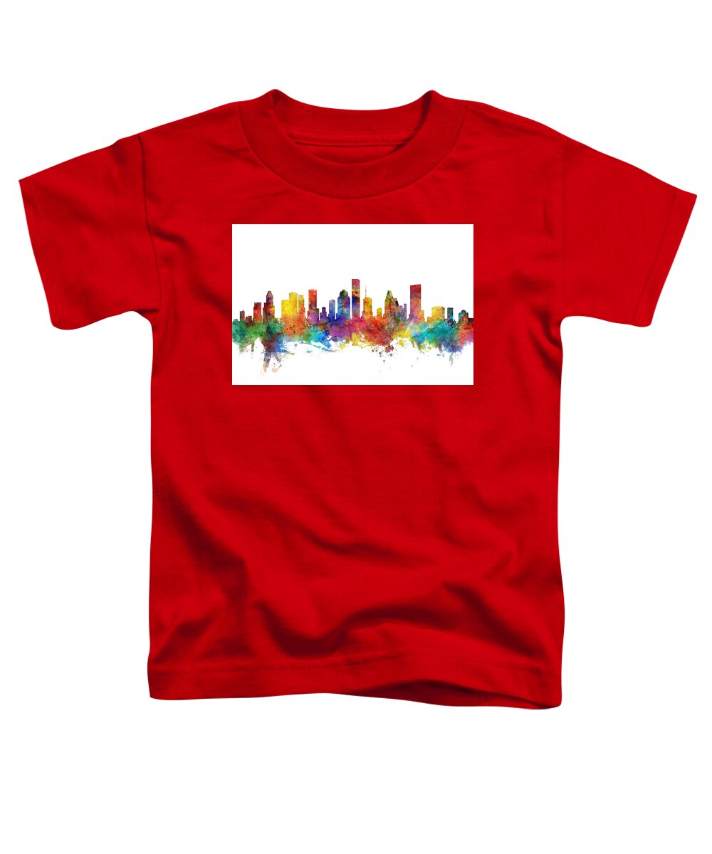 Houston Toddler T-Shirt featuring the digital art Houston Texas Skyline #19 by Michael Tompsett