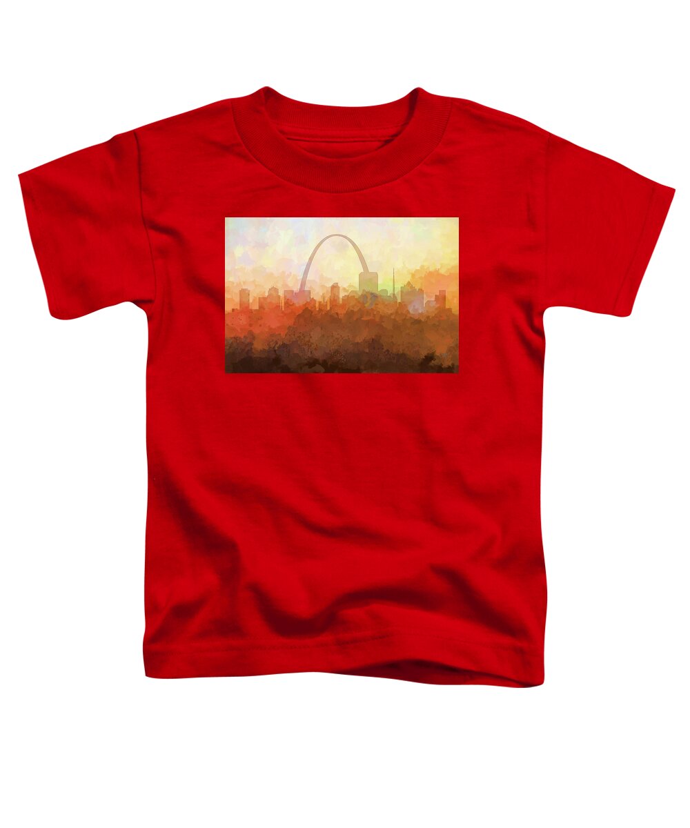St Louis Missouri Skyline Toddler T-Shirt featuring the digital art St Louis Missouri Skyline #7 by Marlene Watson