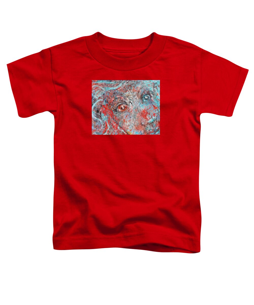 Scarred Toddler T-Shirt featuring the digital art A bare and broken rocky face by Debra Baldwin