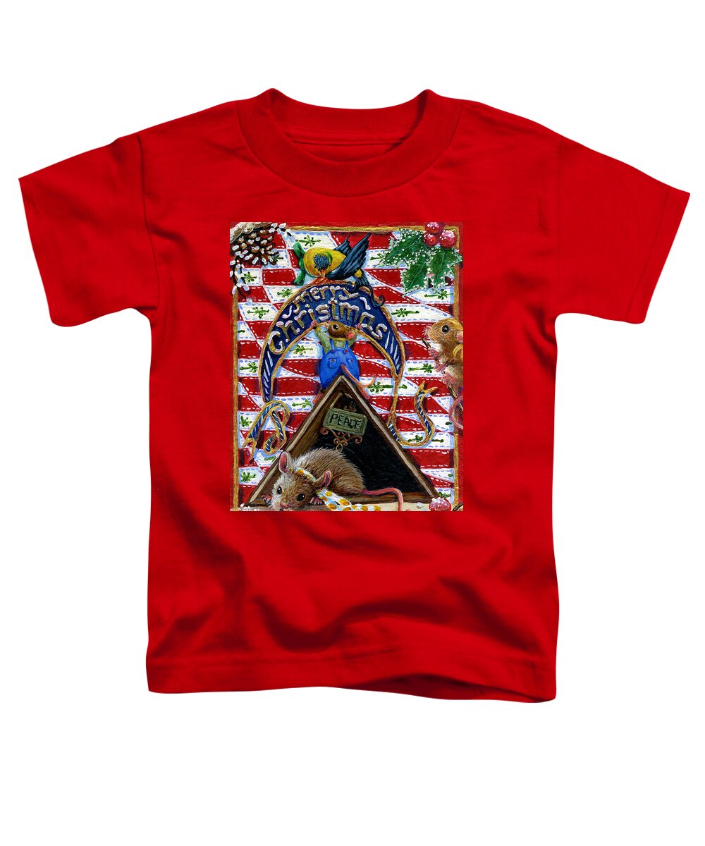 Mice Toddler T-Shirt featuring the painting A Sign of Christmas by Jacquelin L Westerman