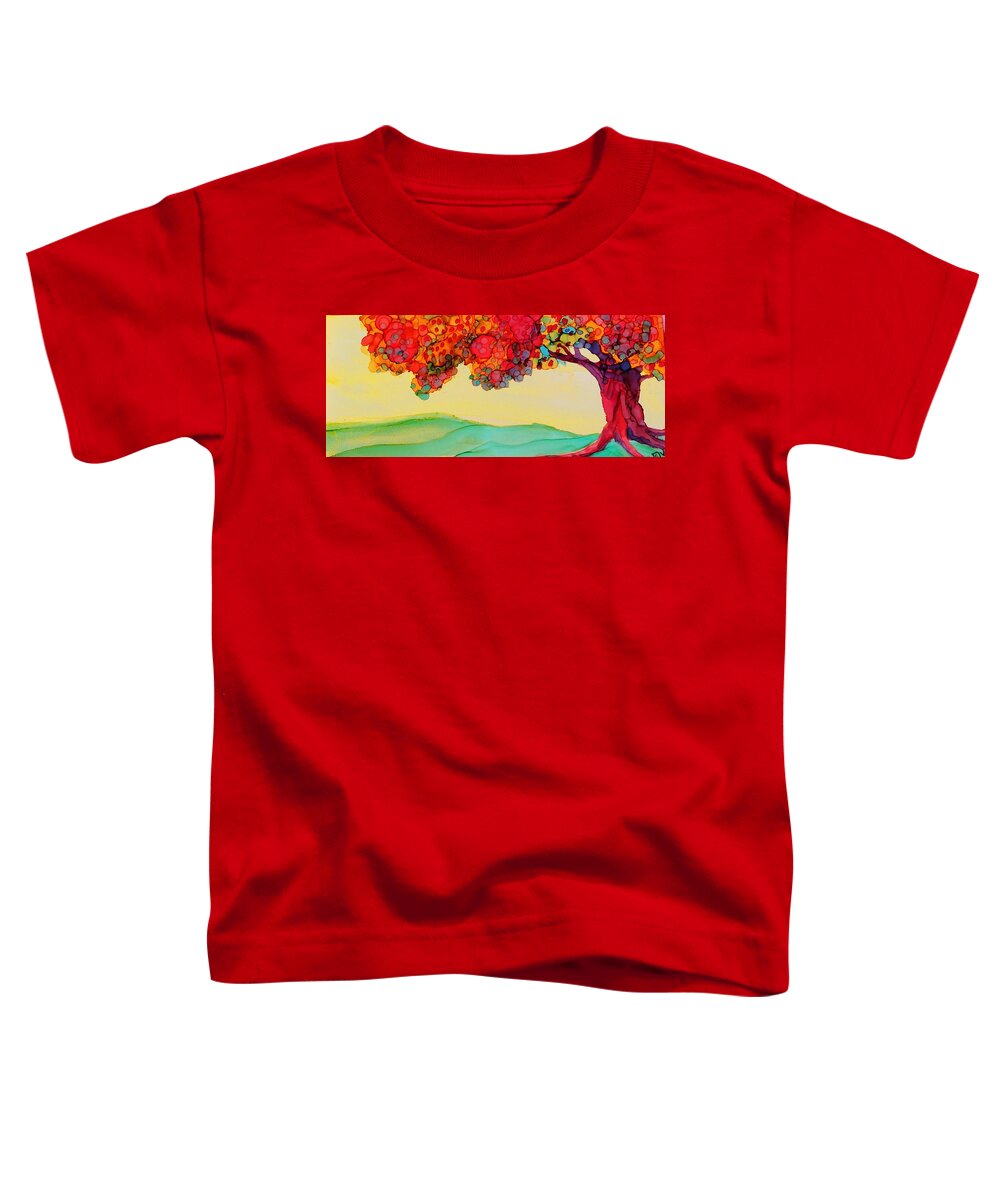 Alcohol Ink Toddler T-Shirt featuring the painting Magnificent Maple - A 201 by Catherine Van Der Woerd