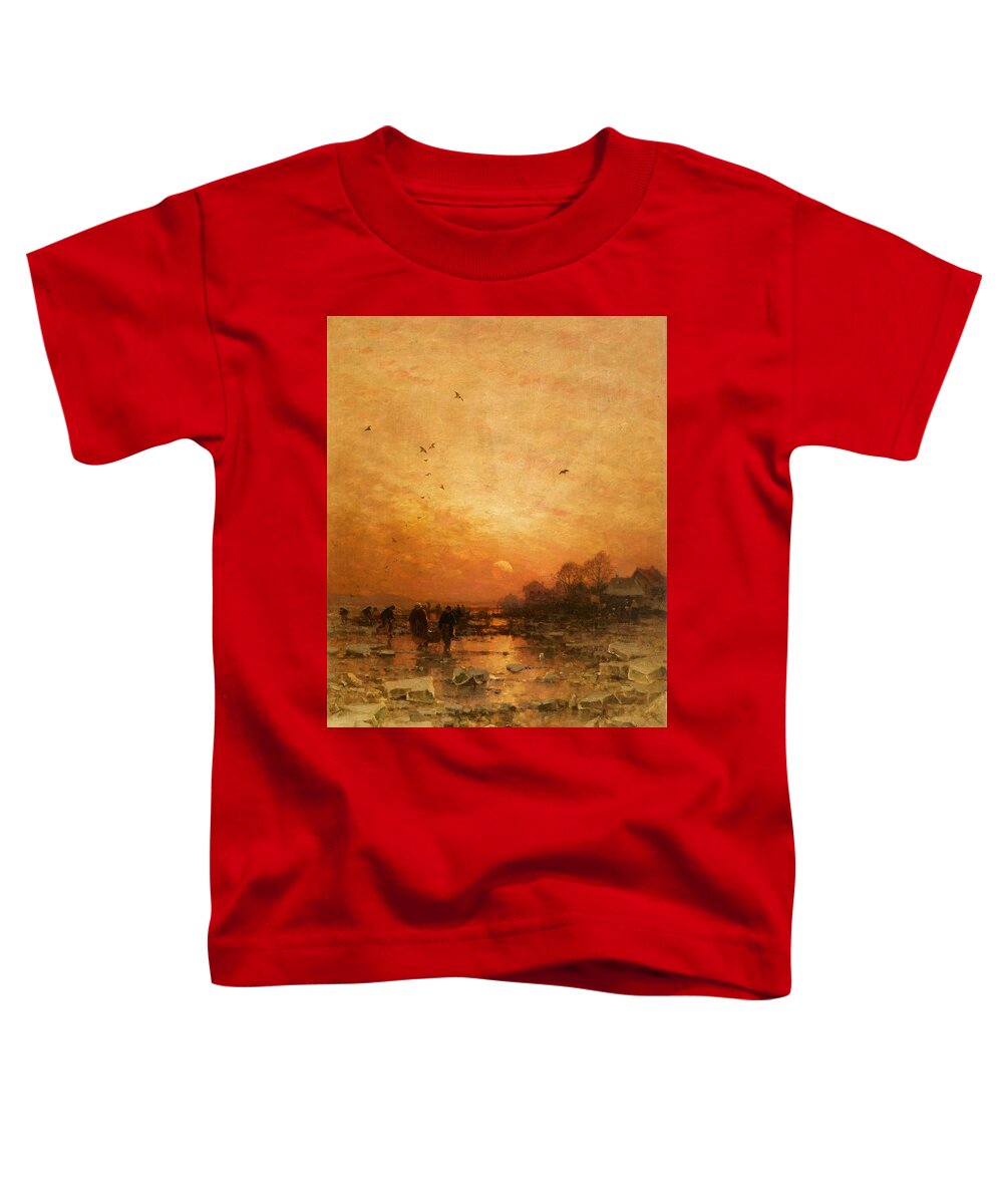 Ludwig Munthe Toddler T-Shirt featuring the painting An Evening Winter Landscape by MotionAge Designs
