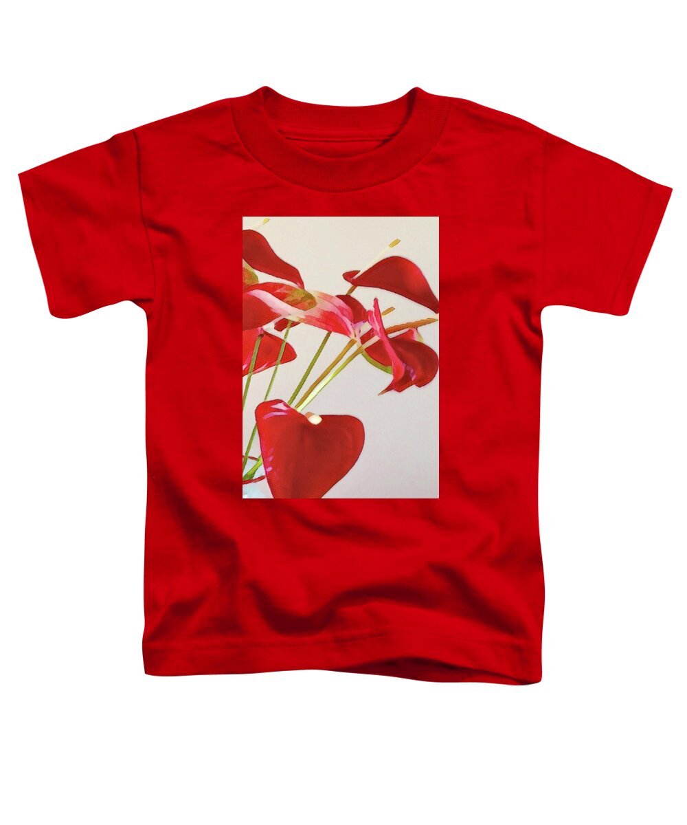 #flowersofaloha #flowers #flowerpower Toddler T-Shirt featuring the photograph Anthurium Fragments in Red by Joalene Young