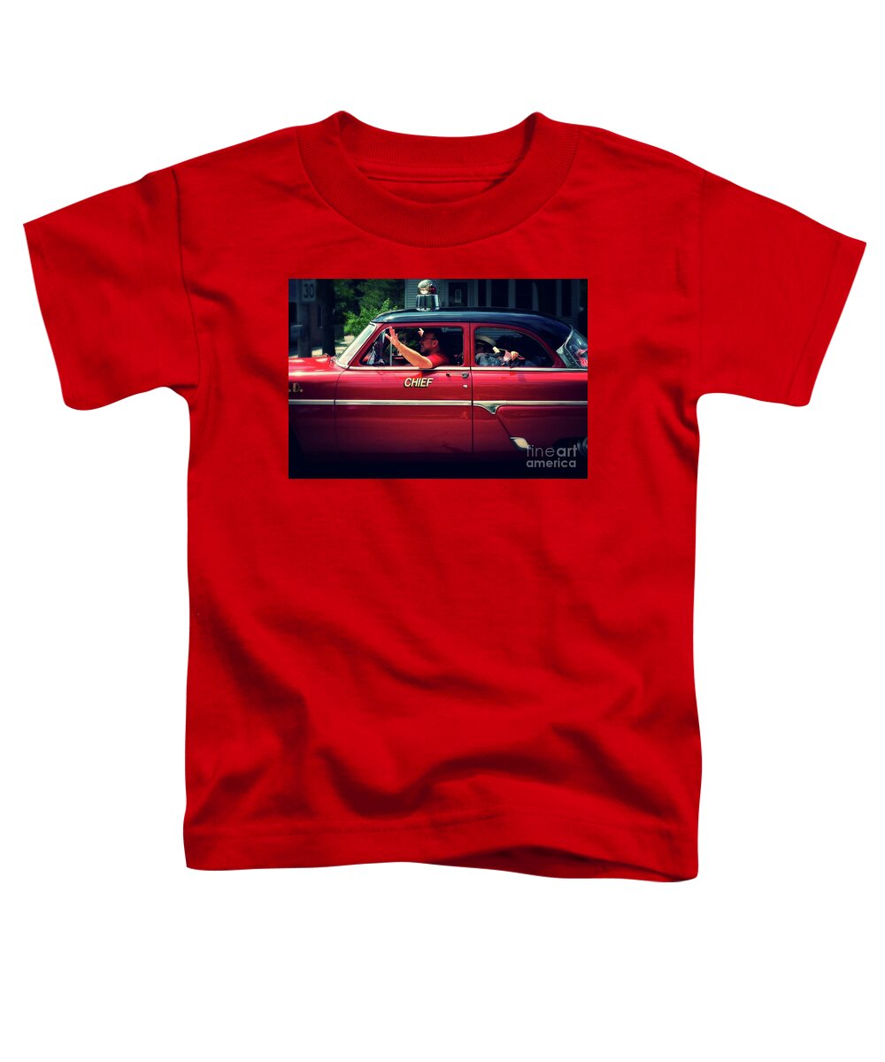 Color Toddler T-Shirt featuring the photograph Antique Fire Chief Car by Frank J Casella