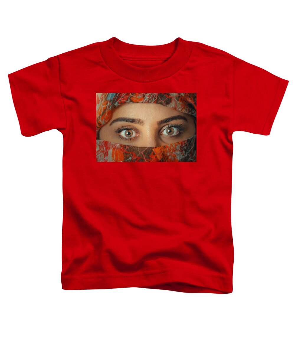 Woman Portrait Toddler T-Shirt featuring the painting Arabian beauty by Vincent Monozlay