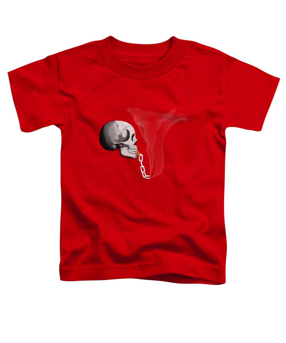 Pop Surrealism Toddler T-Shirt featuring the digital art Chain Smoker Skull by Keshava Shukla