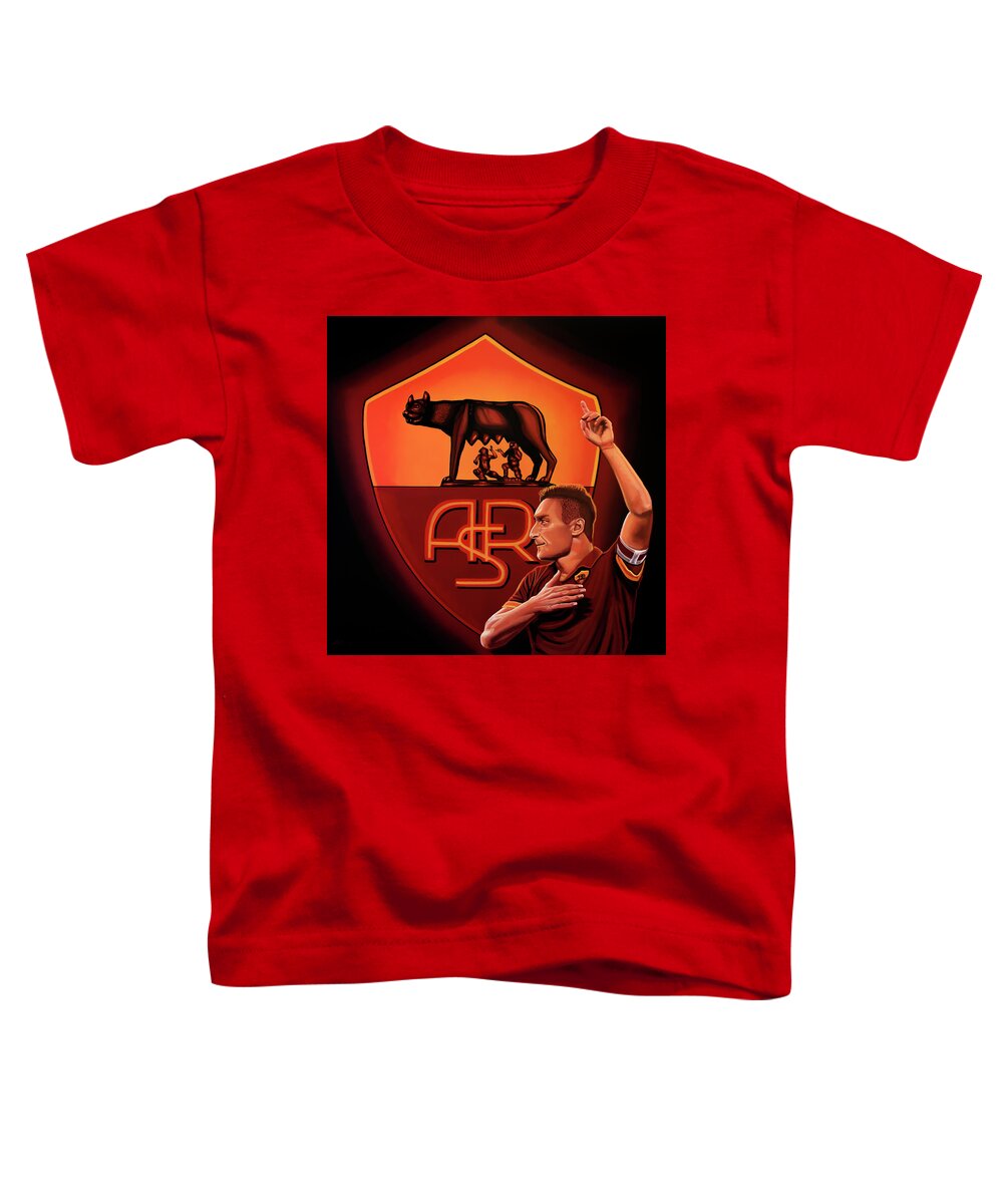 Francesco Totti Toddler T-Shirt featuring the painting AS Roma Painting by Paul Meijering