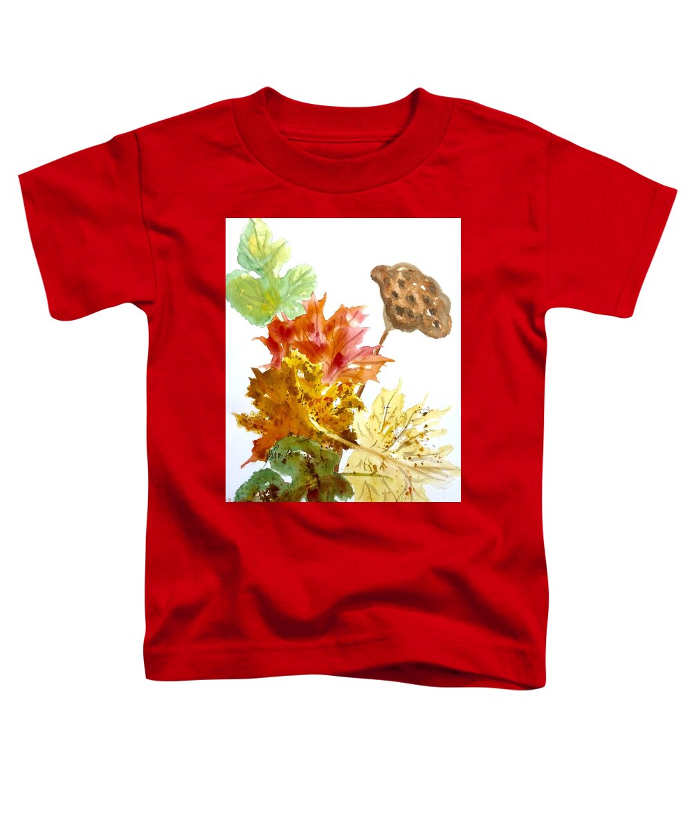 Autumn Leaves Toddler T-Shirt featuring the painting Autumn Leaves Still life by Ellen Levinson