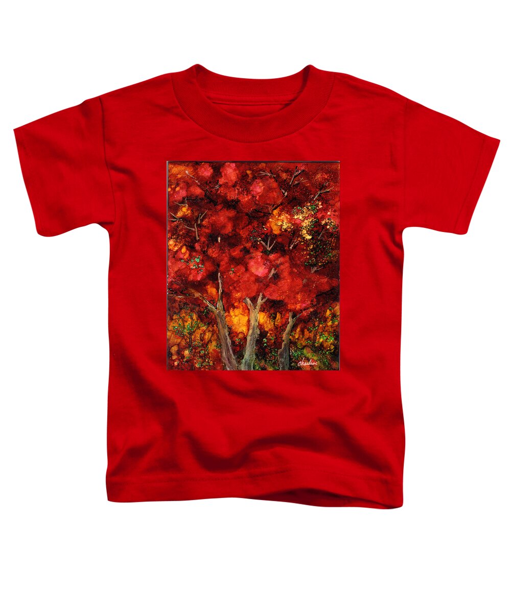 Autumn Trees Toddler T-Shirt featuring the painting Autumn Trees by Charlene Fuhrman-Schulz