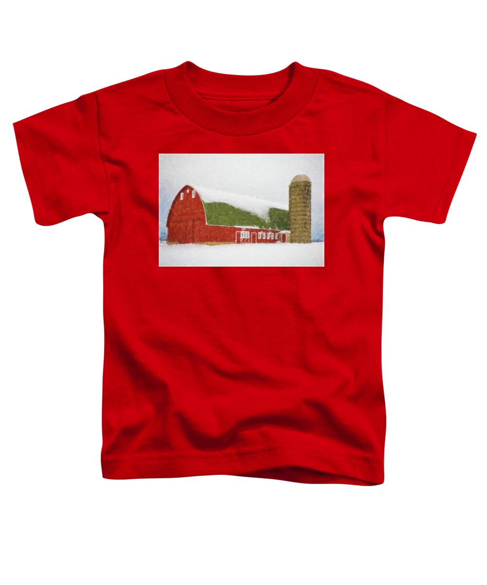 Barn Toddler T-Shirt featuring the photograph Barn in Winter by John Roach