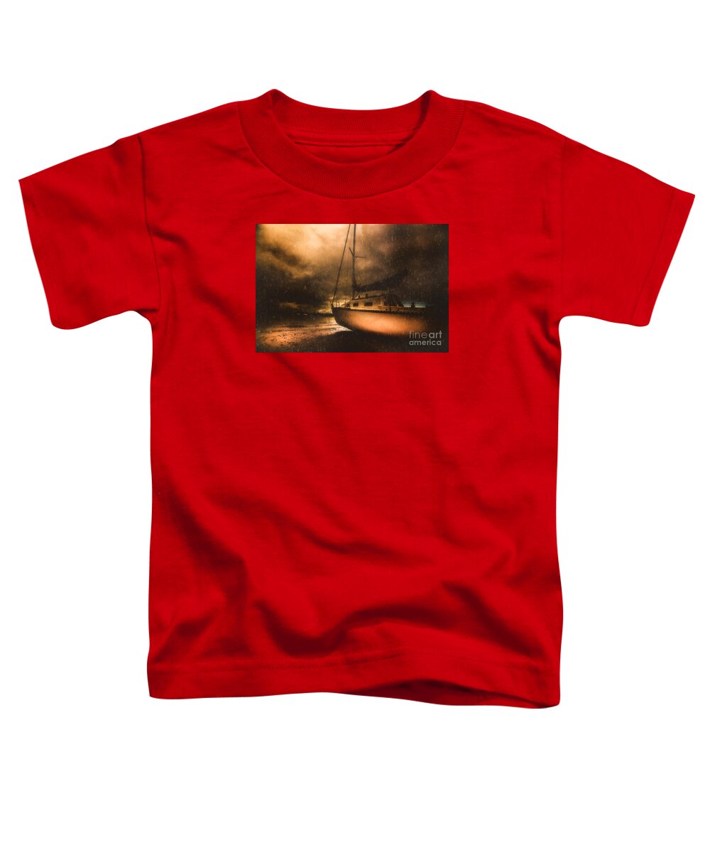 Artistic Toddler T-Shirt featuring the photograph Beached sailing boat by Jorgo Photography