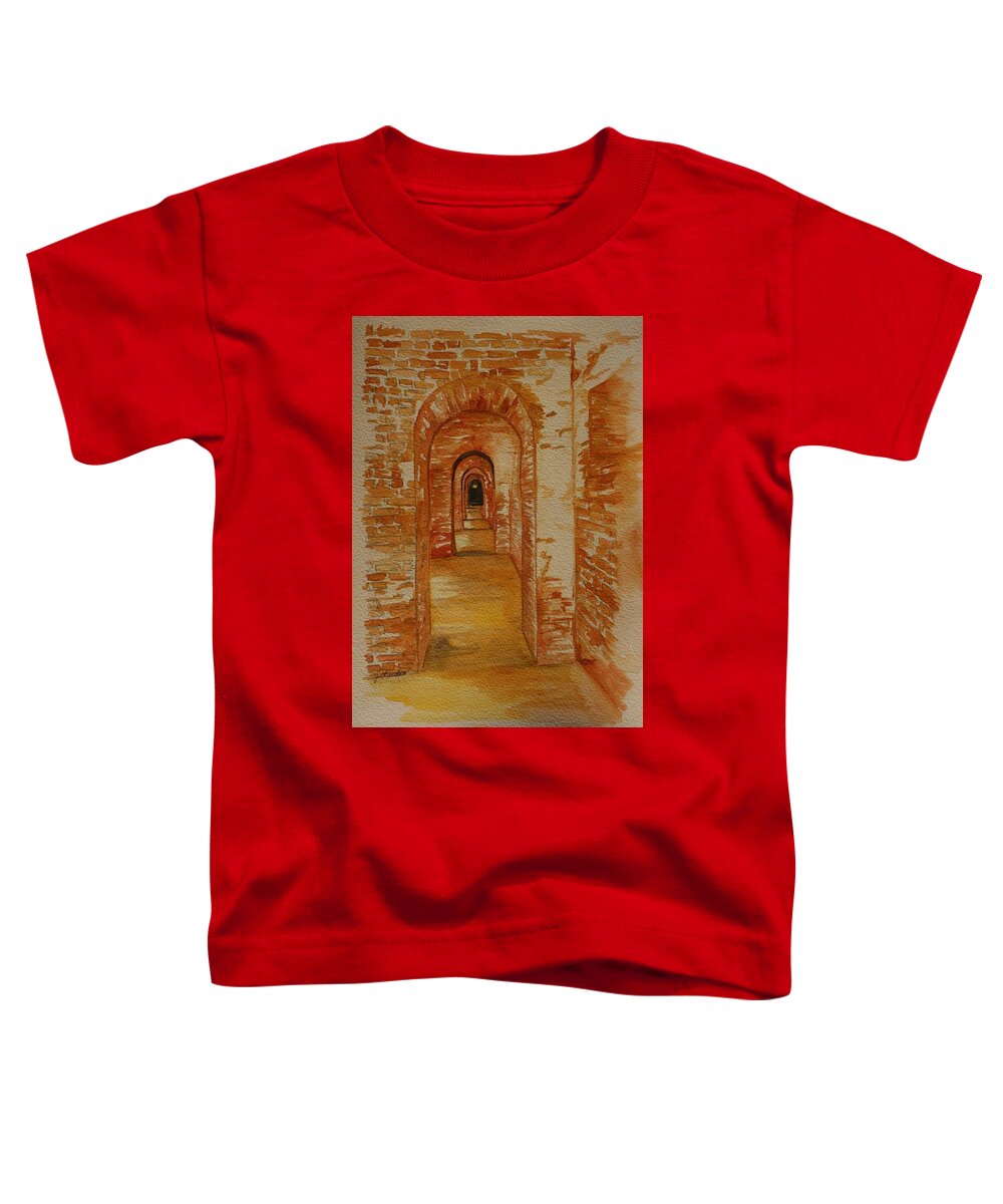 Brick Toddler T-Shirt featuring the painting Beyond The Black Door by Julie Lueders 