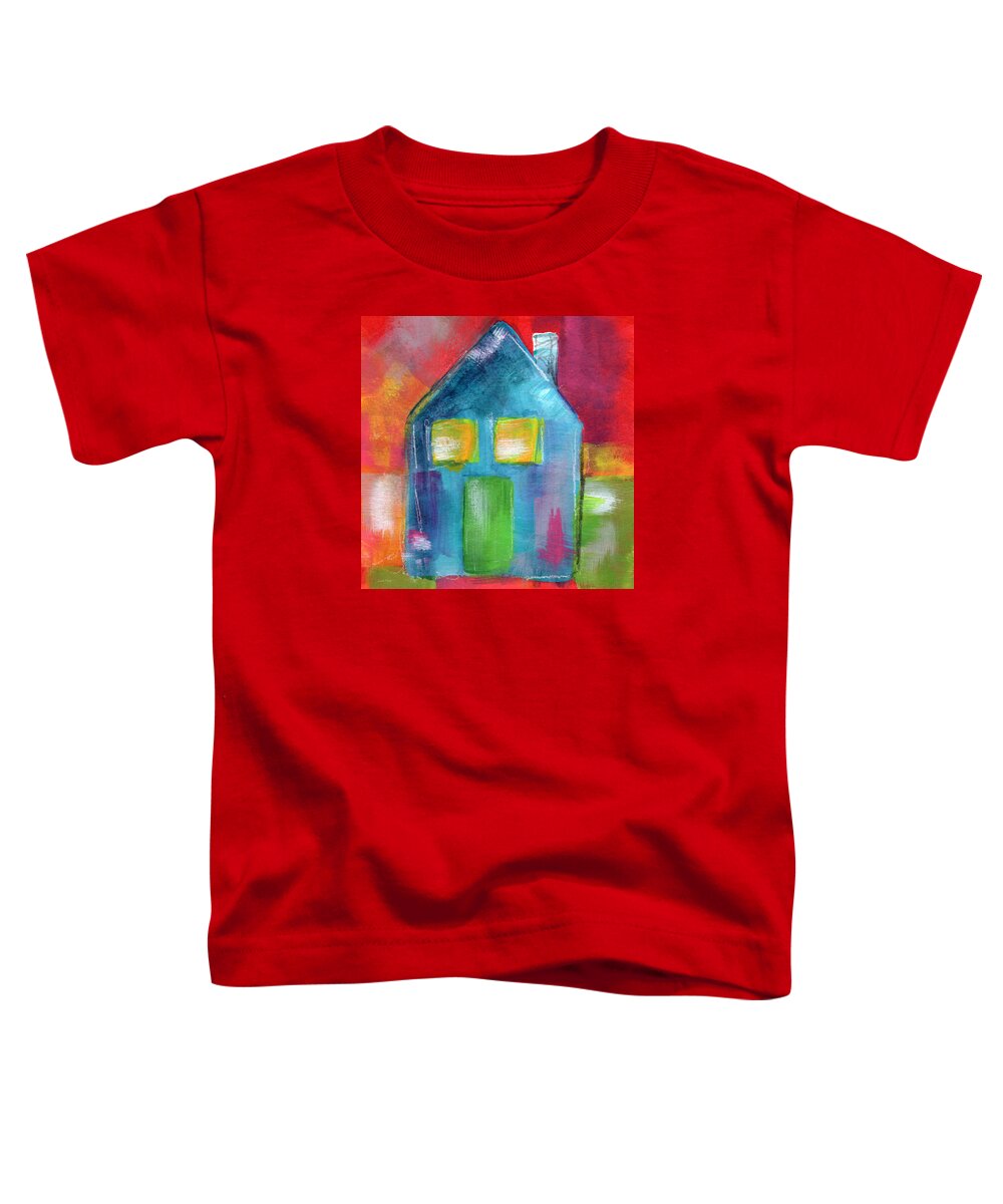 House Toddler T-Shirt featuring the painting Blue House- Art by Linda Woods by Linda Woods