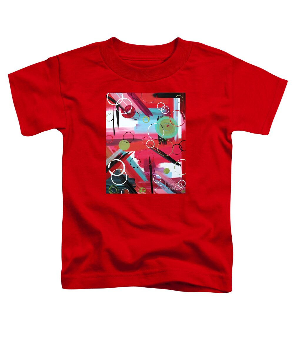 Red Geometric Toddler T-Shirt featuring the painting Bold Whimsy by Jilian Cramb - AMothersFineArt