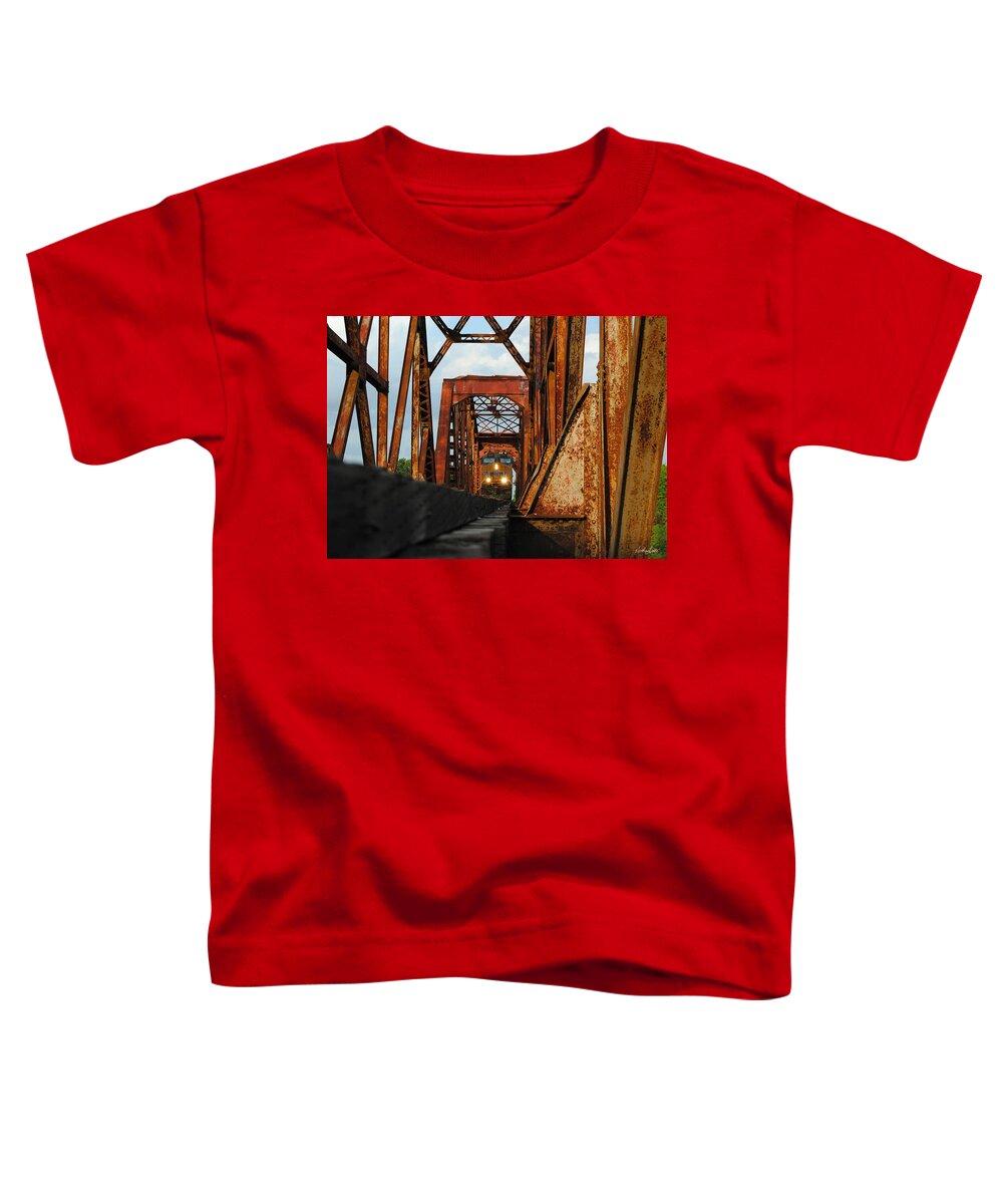 Union Pacific Toddler T-Shirt featuring the photograph Brazos River Railroad Bridge by Nathan Little
