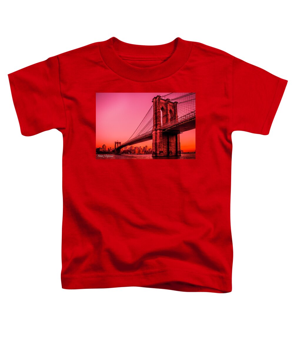 Brooklyn Toddler T-Shirt featuring the photograph Brooklyn Blood Red by Peter J DeJesus