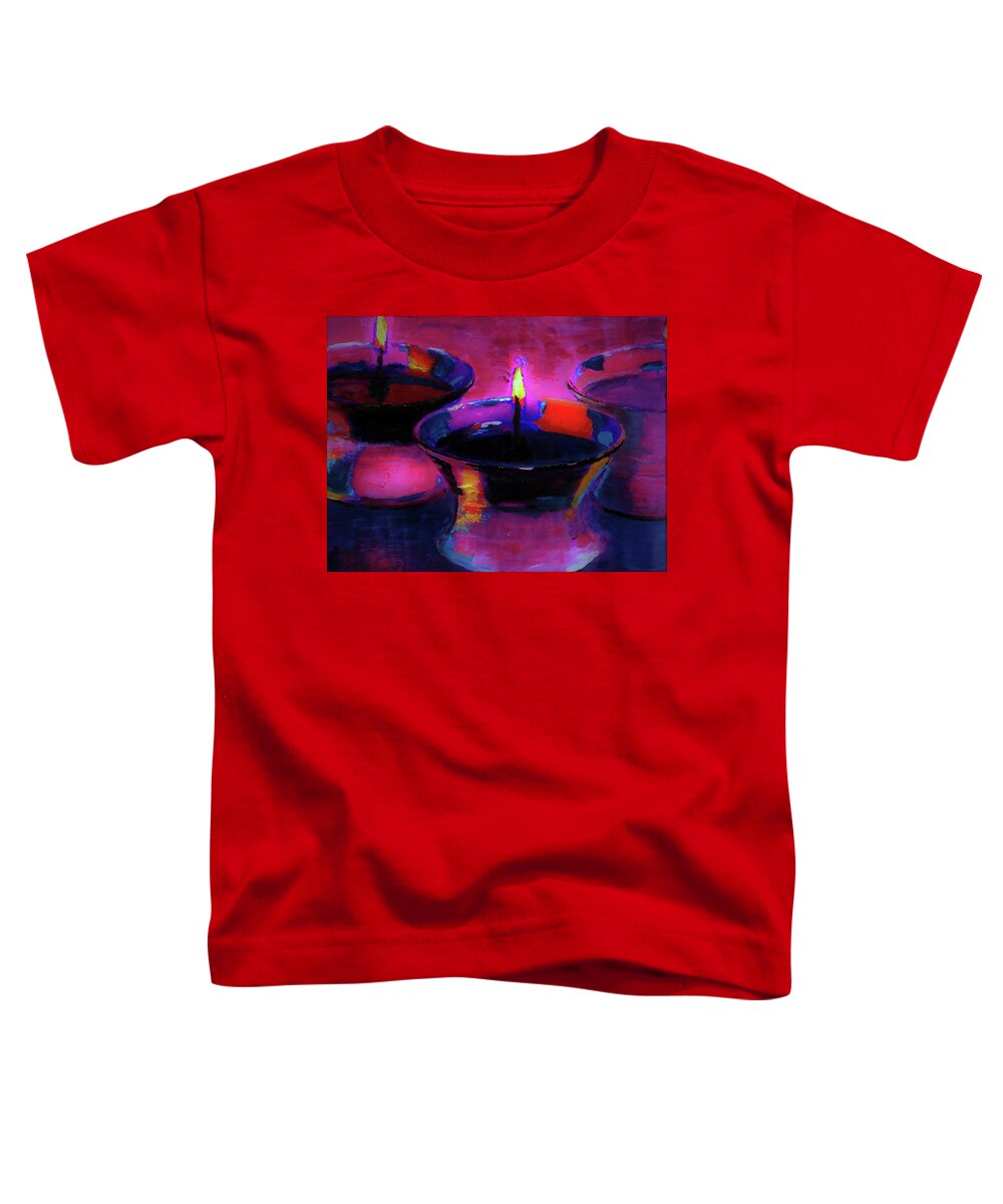 Candlelight Toddler T-Shirt featuring the digital art Candlelight Celebration Night By Lisa Kaiser by Lisa Kaiser