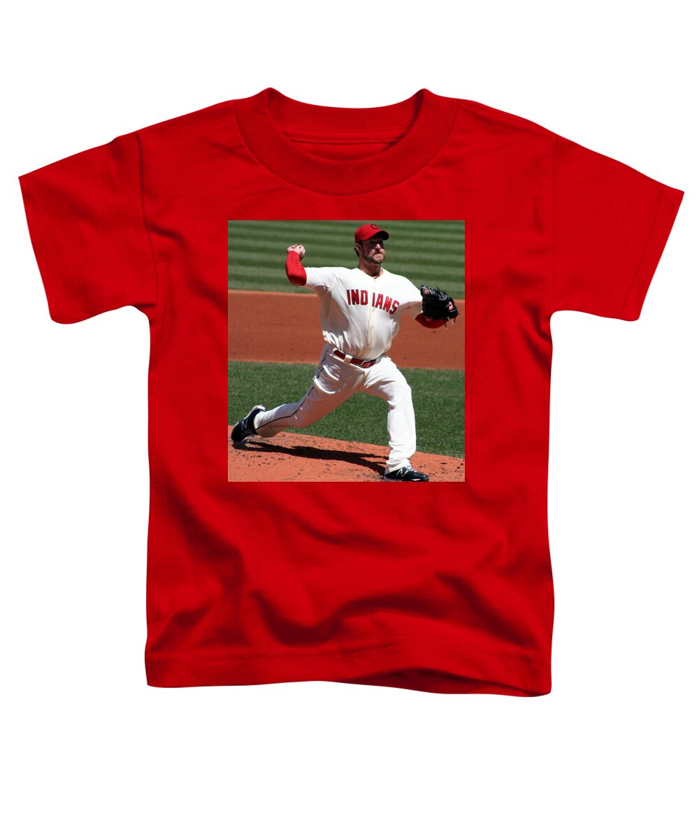 Horizontal Photo Toddler T-Shirt featuring the photograph Cleveland Indians Pitcher by Valerie Collins