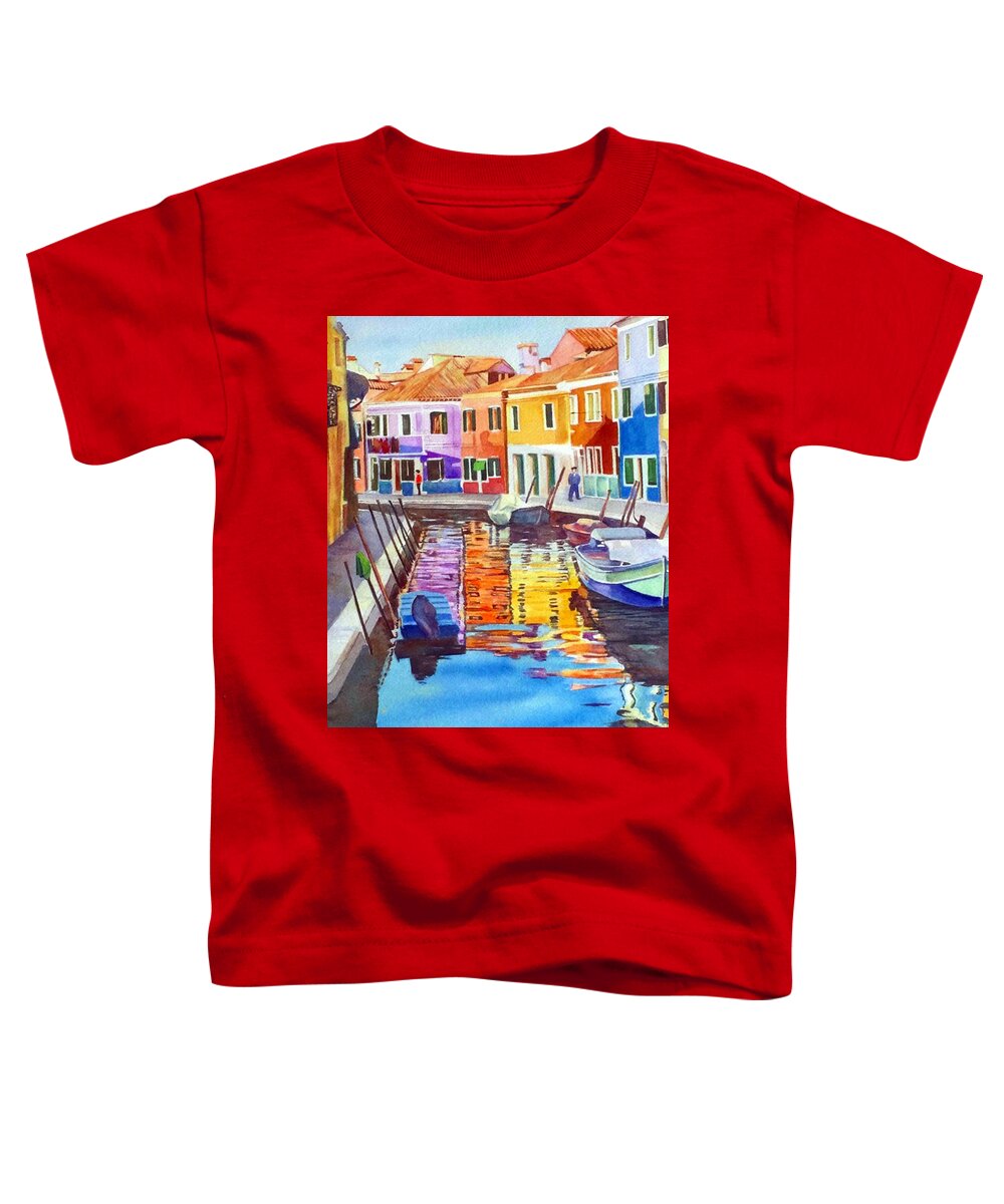 Burano Toddler T-Shirt featuring the painting Couleurs de Burano by Francoise Chauray