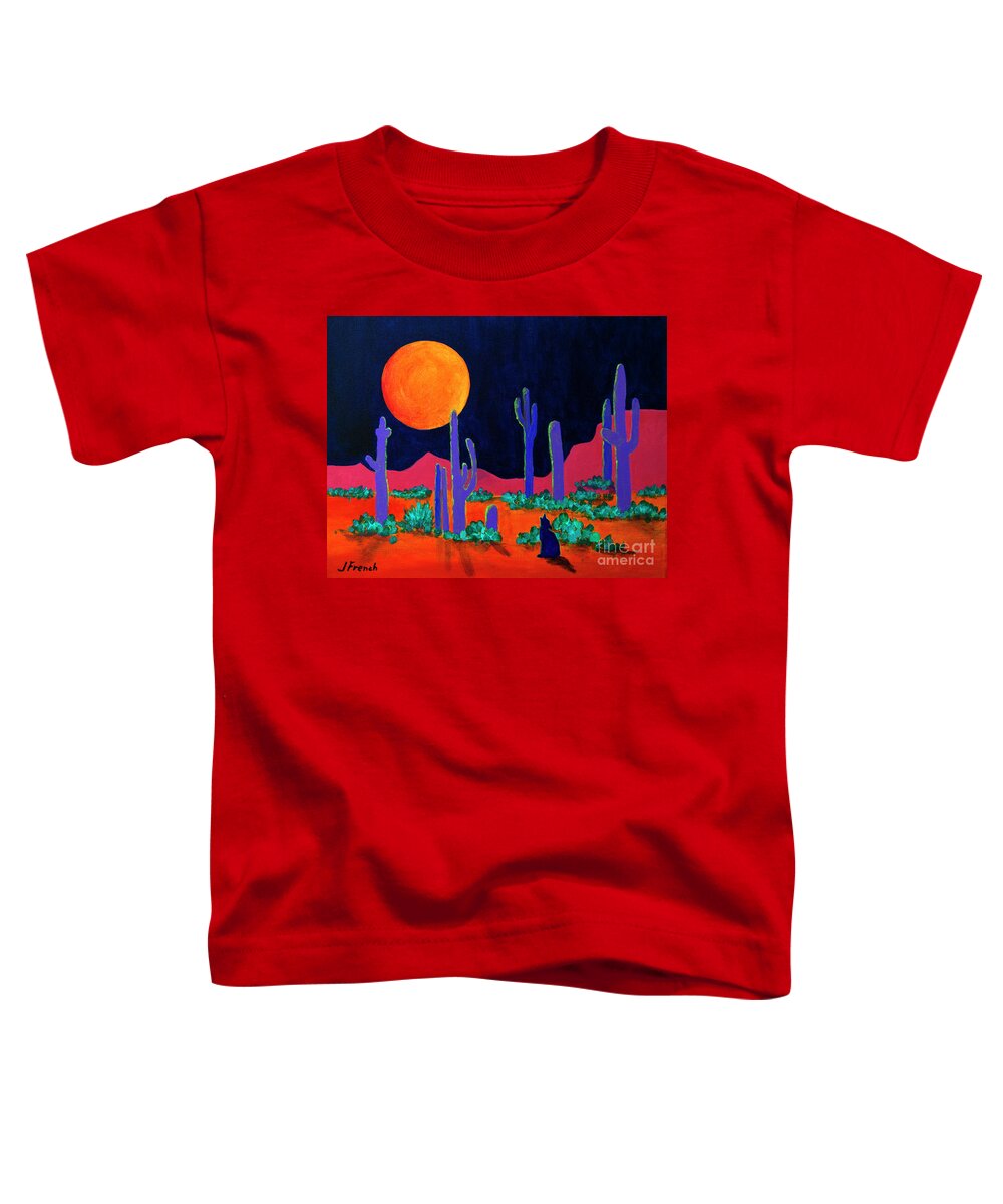 Art Toddler T-Shirt featuring the painting Coyote Moon by Jeanette French