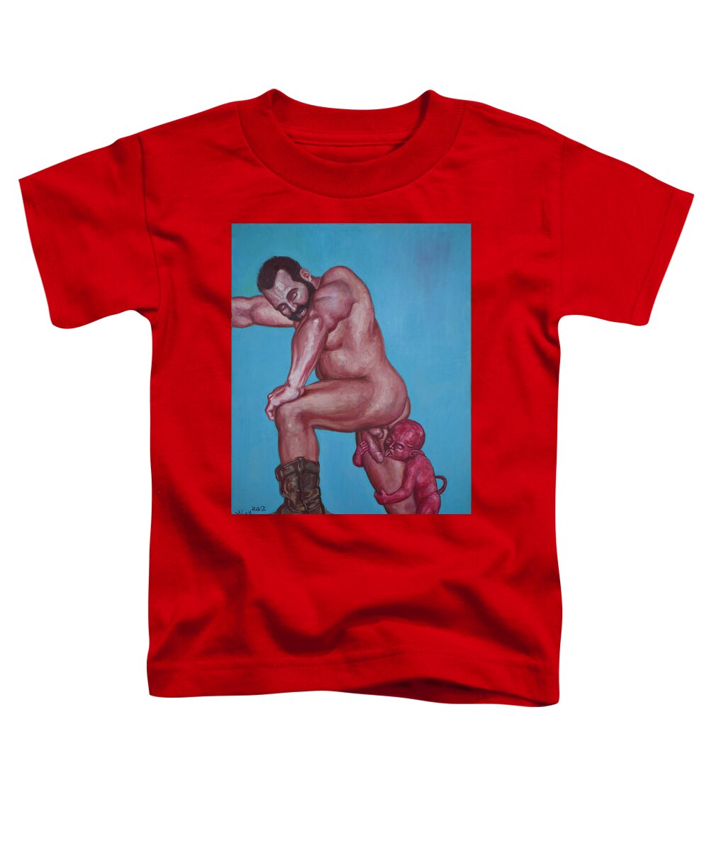 Erotic Toddler T-Shirt featuring the painting Daddy's Little Devil by Alex Abel